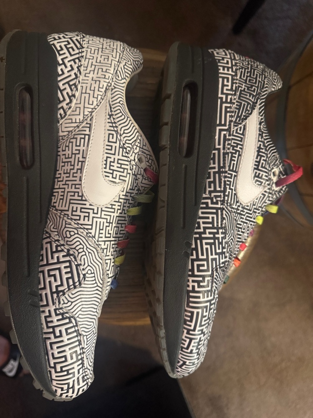 Nike Low Top Sneakers - Black & White with Rainbow Laces - Picture 6 of 16